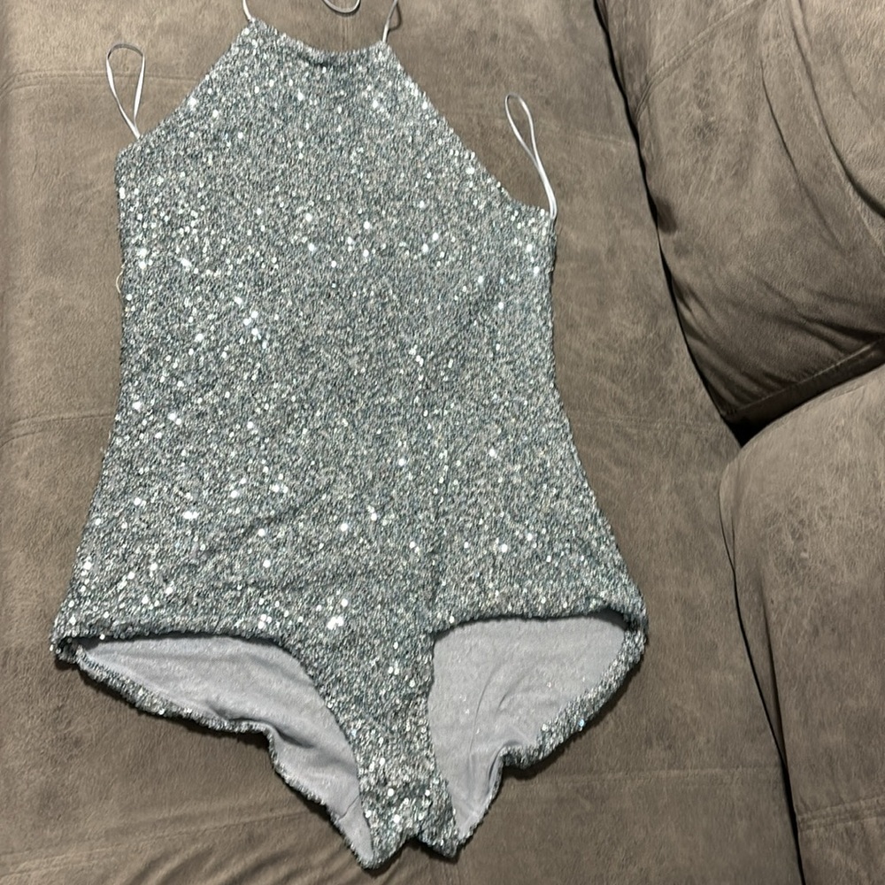 Zara Women's Silver sequin Jumpsuit - Picture 5 of 9